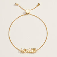 WWJD Adjustable Bracelet in 18K Gold Dipped or White Gold - Faith-Inspired Jewelry