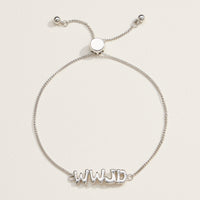 WWJD Adjustable Bracelet in 18K Gold Dipped or White Gold - Faith-Inspired Jewelry