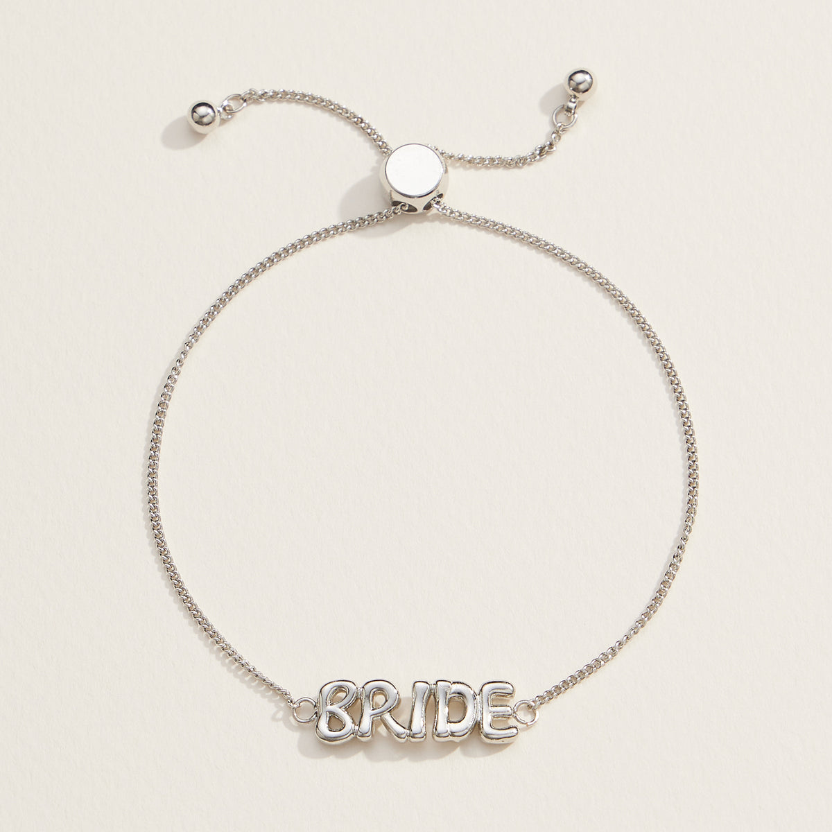 Bride Script Adjustable Bracelet in 18K Gold Dip or White Gold – Wedding Jewelry