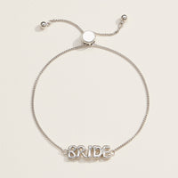 Bride Script Adjustable Bracelet in 18K Gold Dip or White Gold – Wedding Jewelry