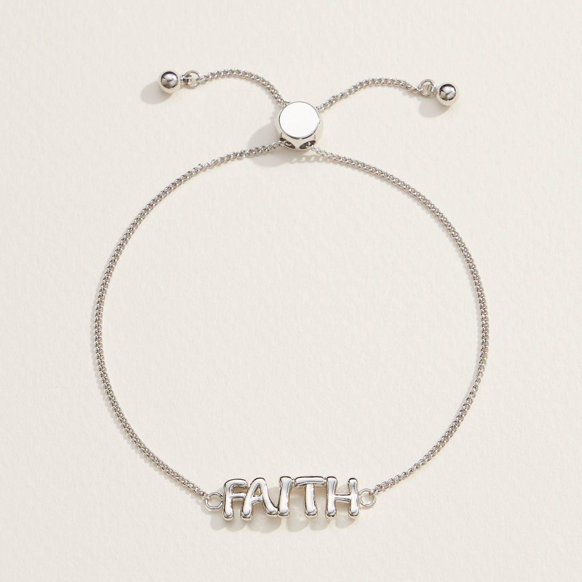 Faith Script Adjustable Bracelet in 18K Gold Dip or White Gold– Inspirational Jewelry