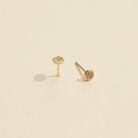 Round Rhinestones Gold Dip Stud Earrings