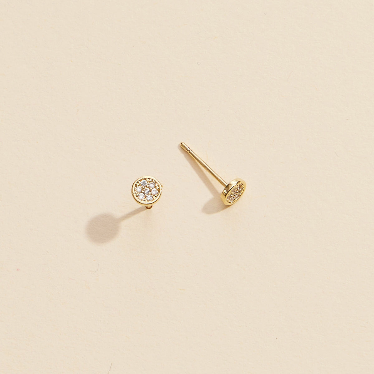 Round Rhinestones Gold Dip Stud Earrings
