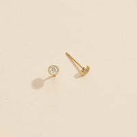 Round Rhinestones Gold Dip Stud Earrings