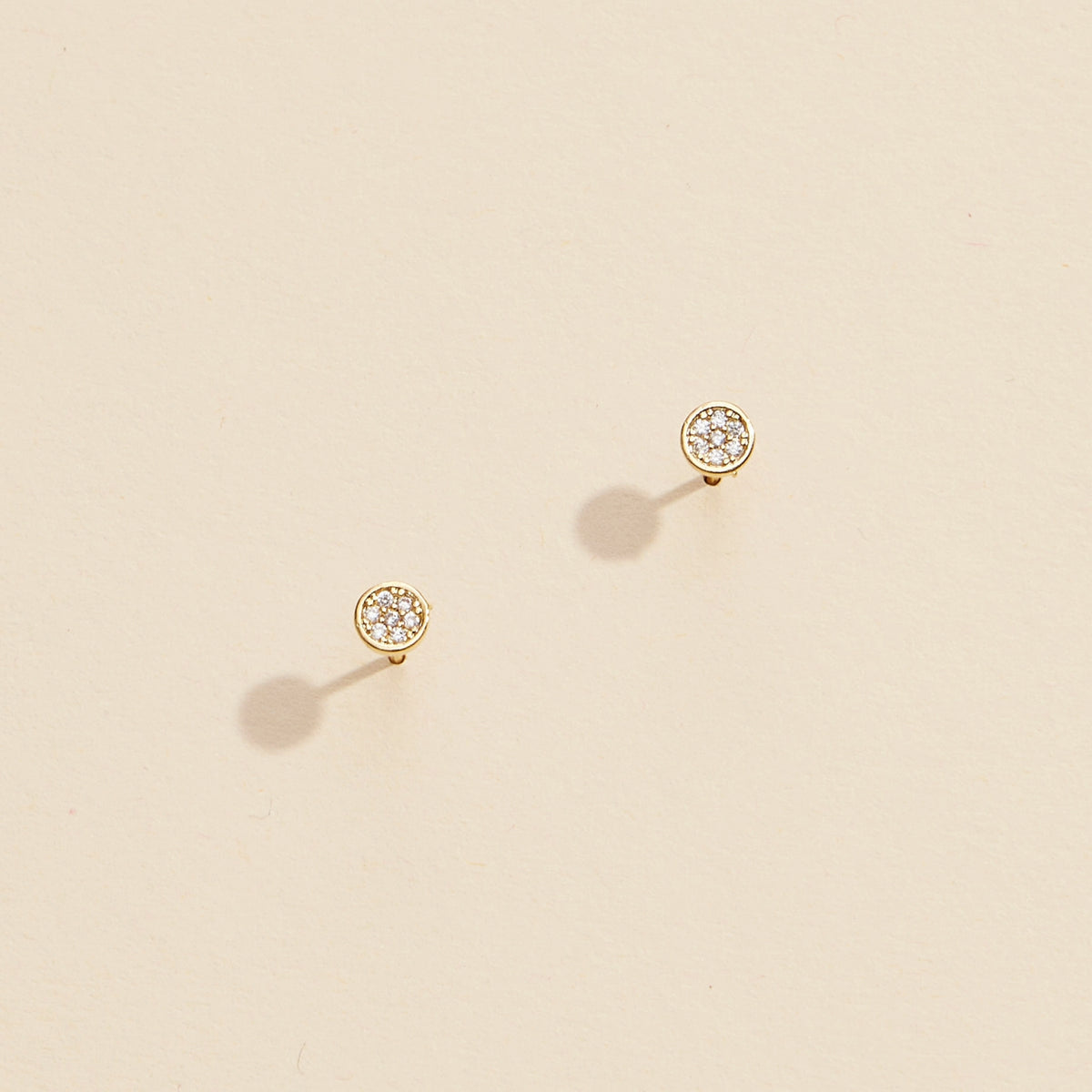 Round Rhinestones Gold Dip Stud Earrings