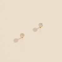 Round Rhinestones Gold Dip Stud Earrings