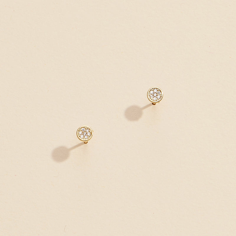 Round Rhinestones Gold Dip Stud Earrings