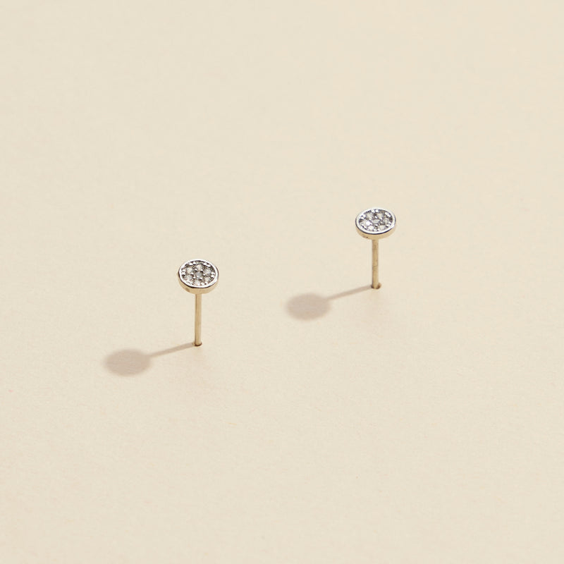 Round Rhinestones Gold Dip Stud Earrings