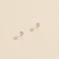 Round Rhinestones Gold Dip Stud Earrings
