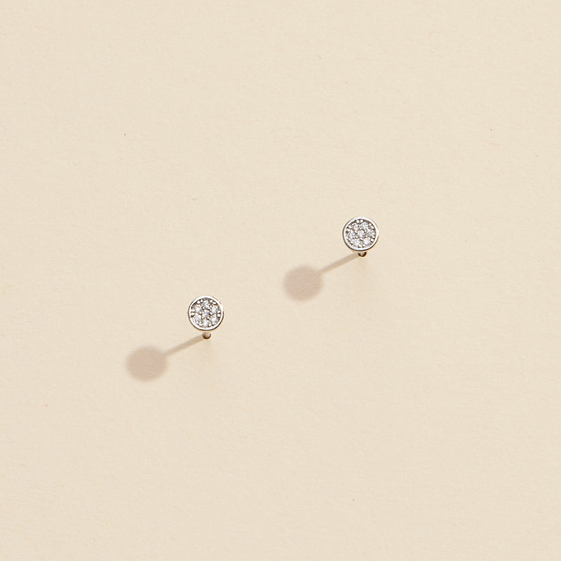 Round Rhinestones Gold Dip Stud Earrings
