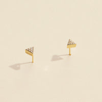 Triangle Rhinestones Gold Dip Stud Earrings