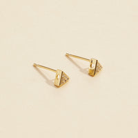 Triangle Rhinestones Gold Dip Stud Earrings