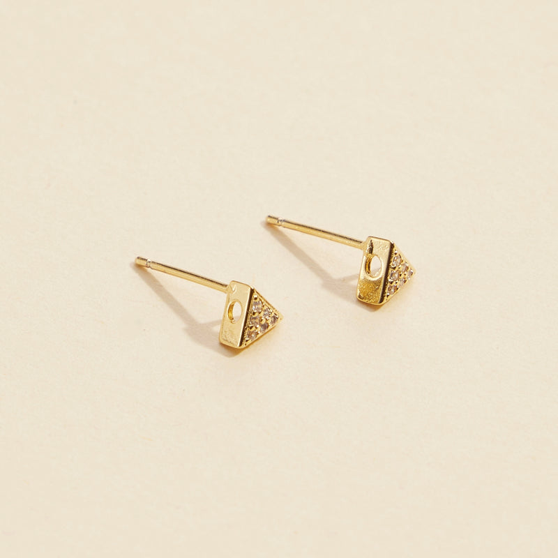 Triangle Rhinestones Gold Dip Stud Earrings