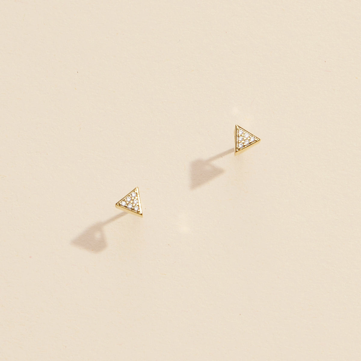 Triangle Rhinestones Gold Dip Stud Earrings