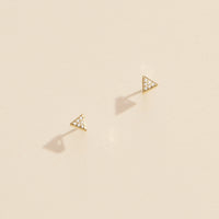 Triangle Rhinestones Gold Dip Stud Earrings