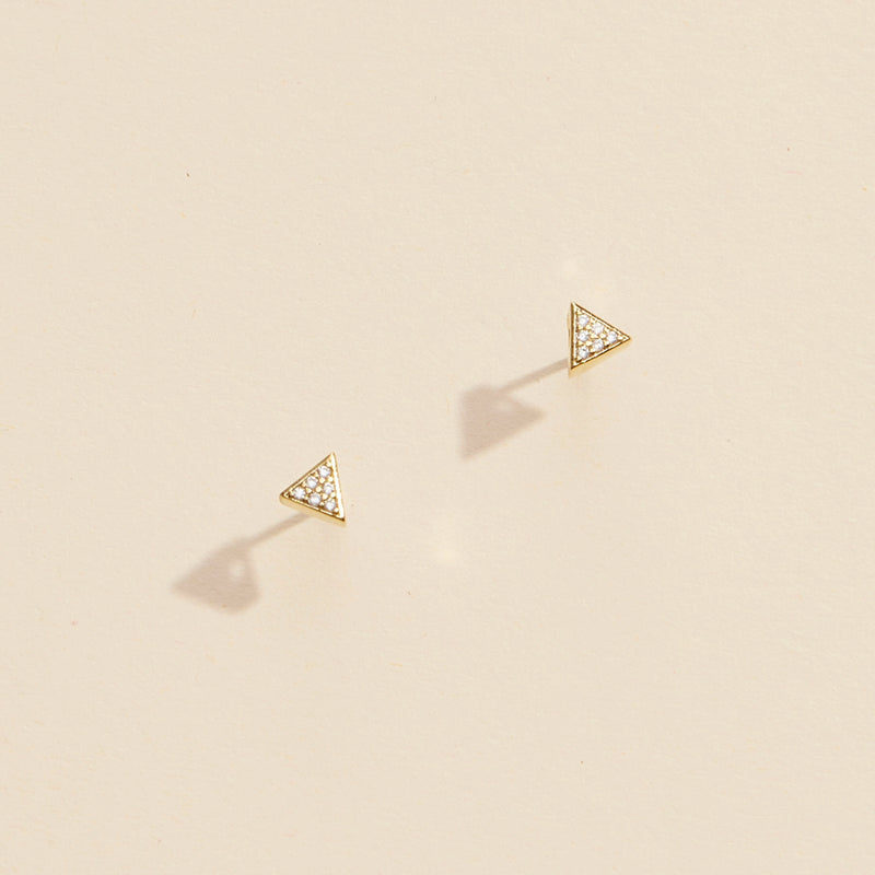 Triangle Rhinestones Gold Dip Stud Earrings