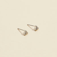 Triangle Rhinestones Gold Dip Stud Earrings