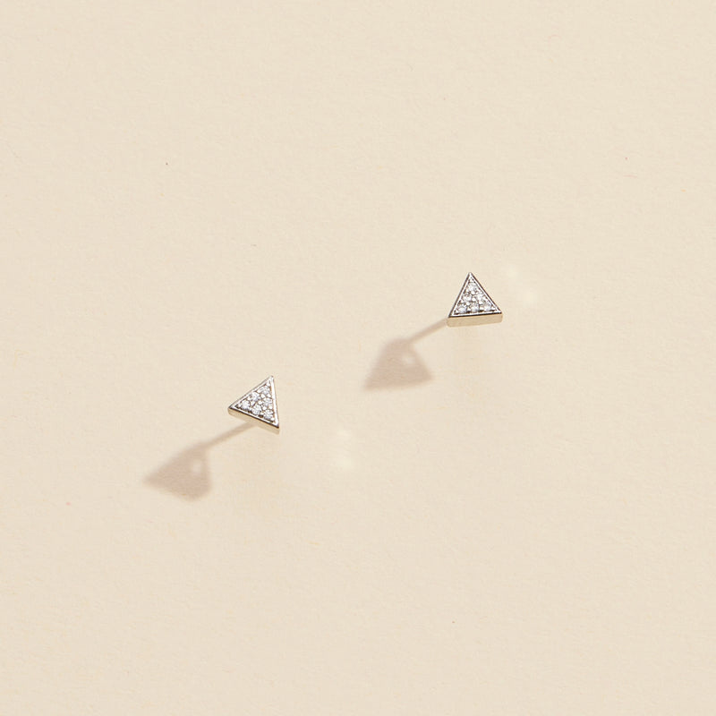 Triangle Rhinestones Gold Dip Stud Earrings