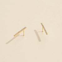 Bar Rhinestones Gold Dip Stud Earrings
