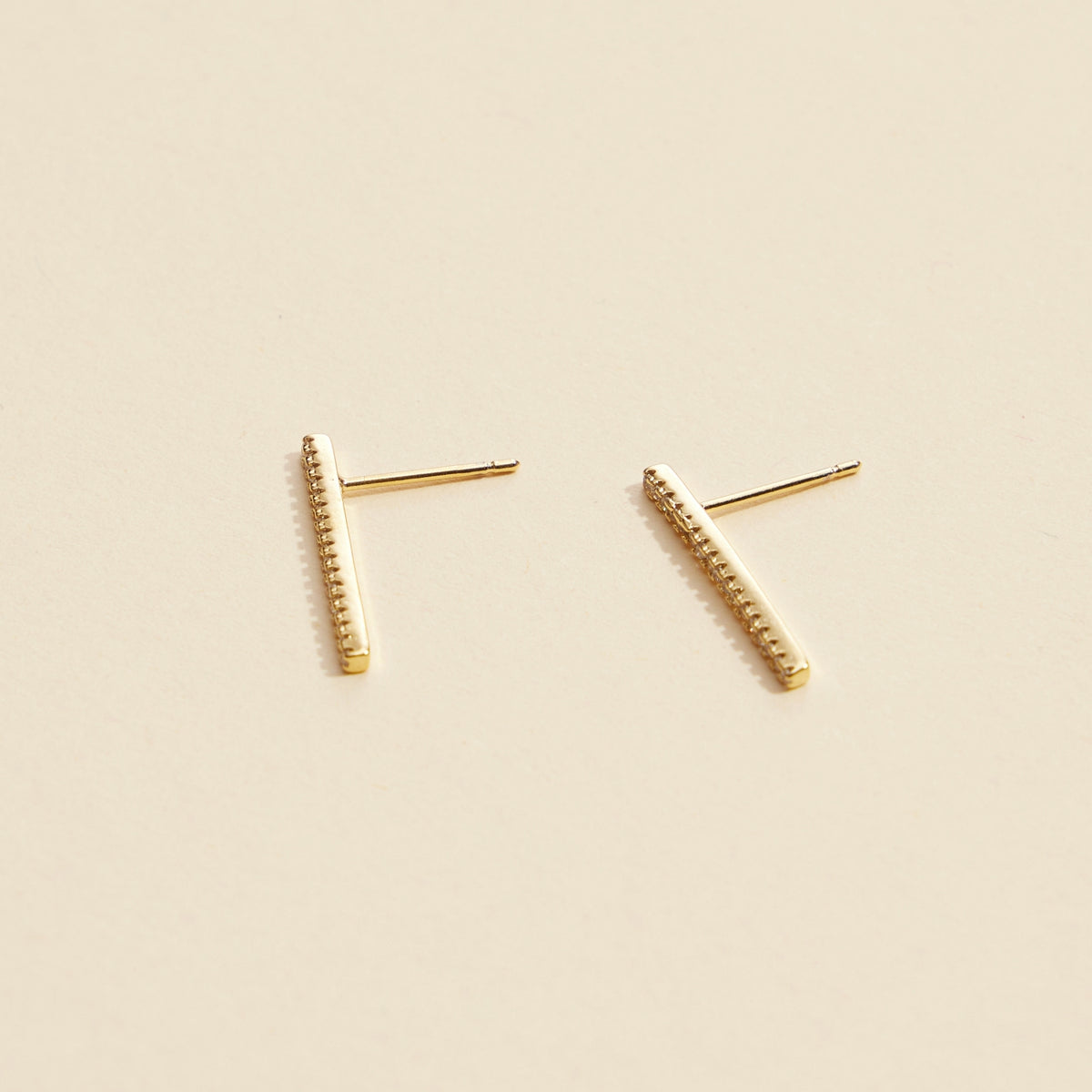 Bar Rhinestones Gold Dip Stud Earrings