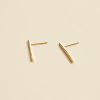 Bar Rhinestones Gold Dip Stud Earrings