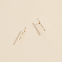 Bar Rhinestones Gold Dip Stud Earrings
