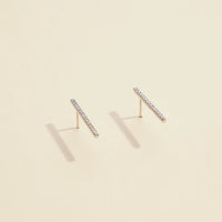 Bar Rhinestones Gold Dip Stud Earrings
