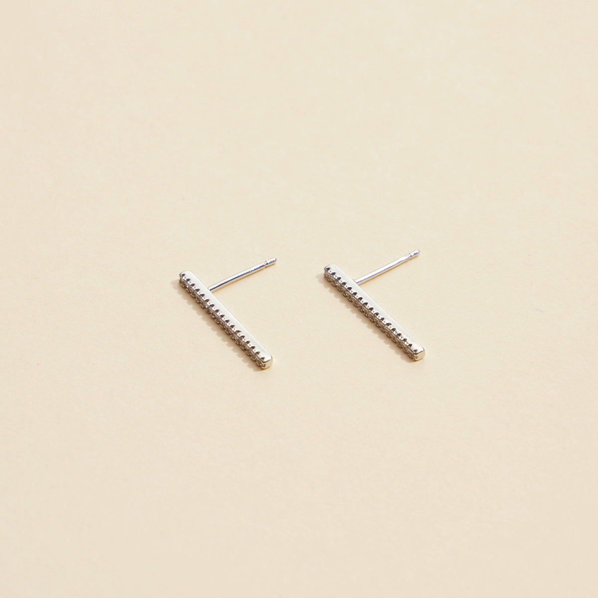 Bar Rhinestones Gold Dip Stud Earrings