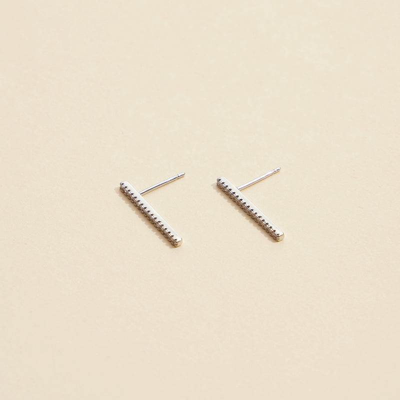Bar Rhinestones Gold Dip Stud Earrings