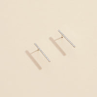 Bar Rhinestones Gold Dip Stud Earrings