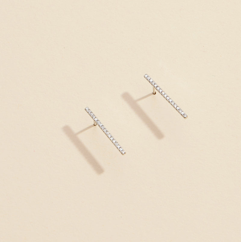 Bar Rhinestones Gold Dip Stud Earrings