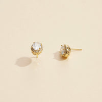 Oval Glass Stone Gold Dip Stud Earrings