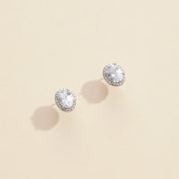 Oval Glass Stone Gold Dip Stud Earrings