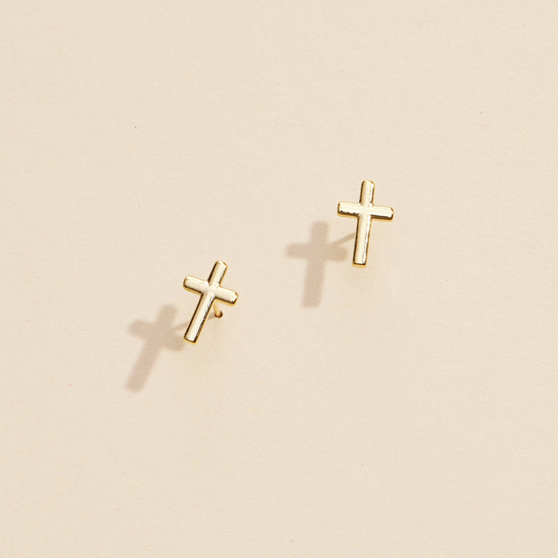 Cross Gold Dip Stud Earrings