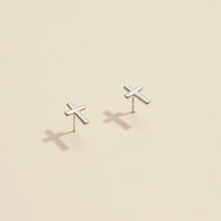 Cross Gold Dip Stud Earrings