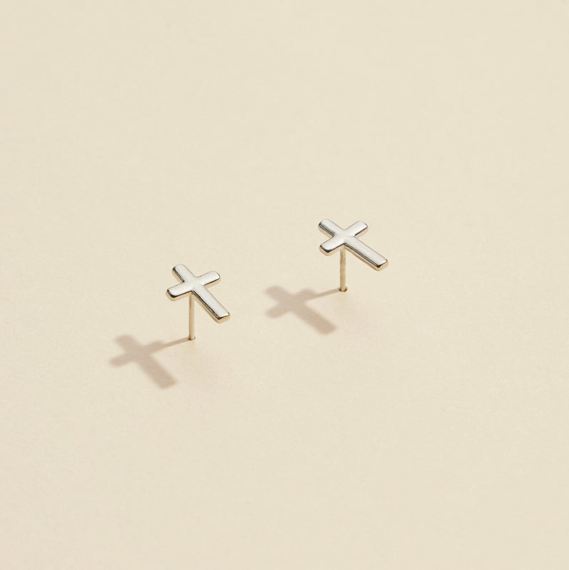 Cross Gold Dip Stud Earrings