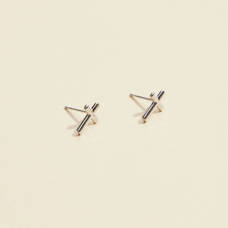 Cross Gold Dip Stud Earrings