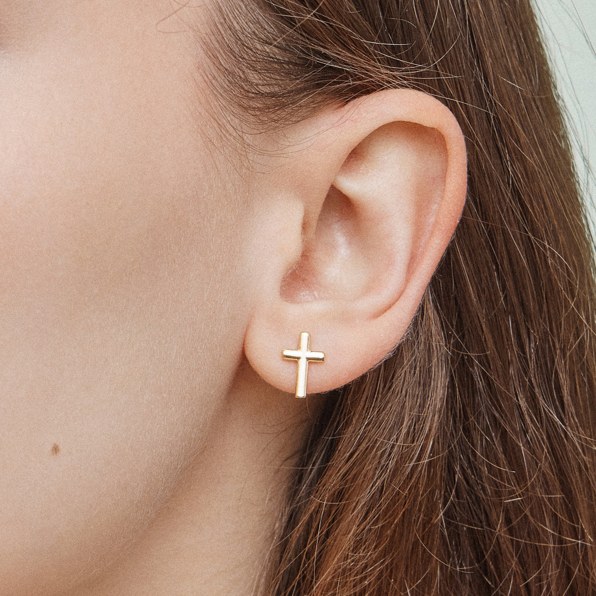 Cross Gold Dip Stud Earrings