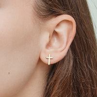 Cross Gold Dip Stud Earrings