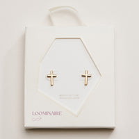 Cross Gold Dip Stud Earrings