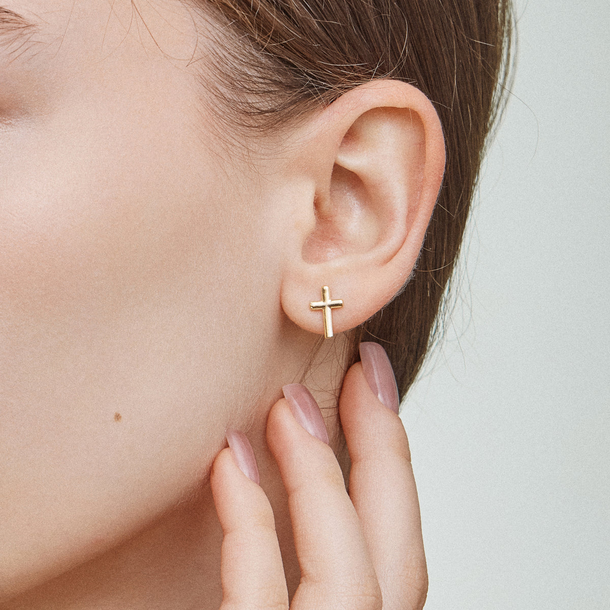 Cross Gold Dip Stud Earrings