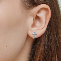 Cross Gold Dip Stud Earrings