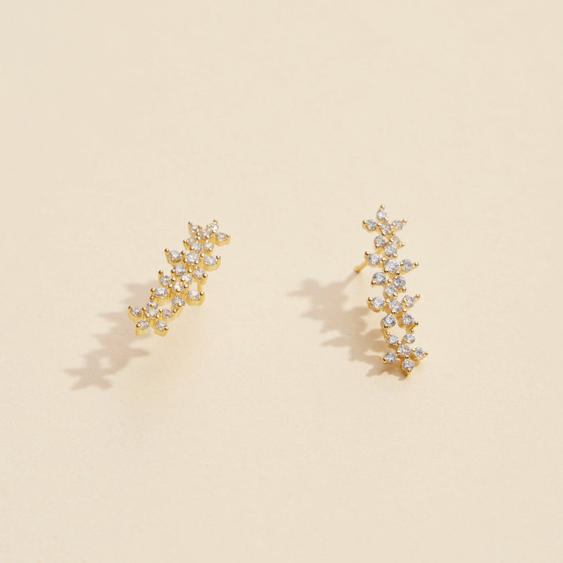 Linked Floral Gold Dip Stud Earrings