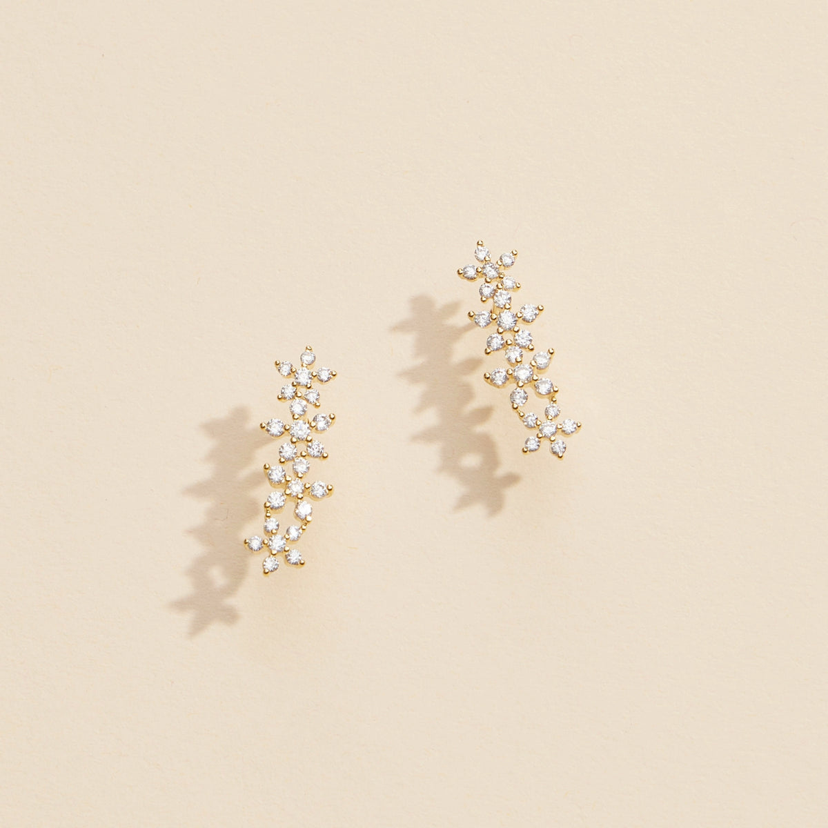 Linked Floral Gold Dip Stud Earrings