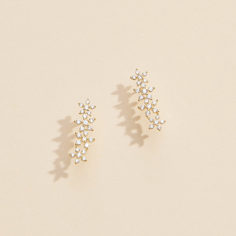 Linked Floral Gold Dip Stud Earrings