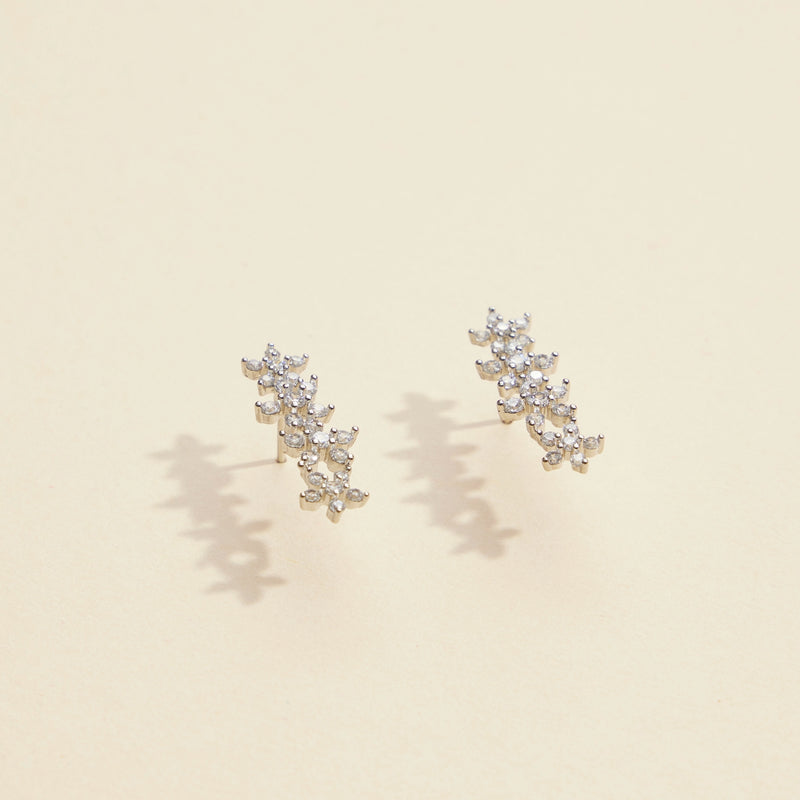 Linked Floral Gold Dip Stud Earrings