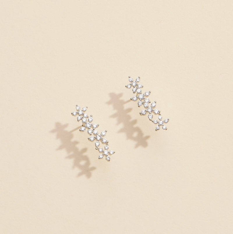 Linked Floral Gold Dip Stud Earrings