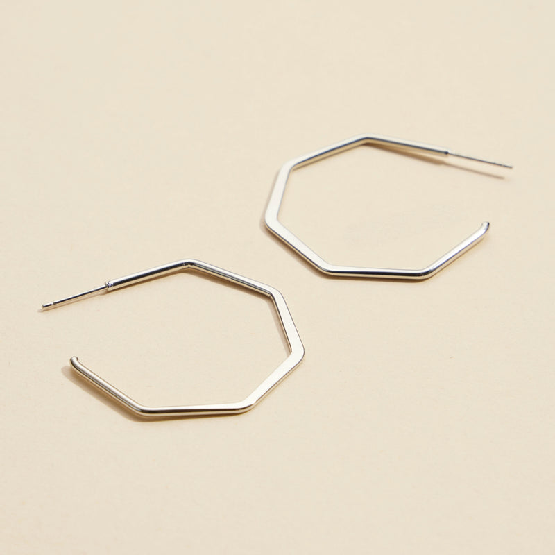 Geometric Gold Dip Hoop Earrings