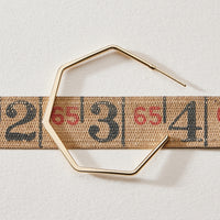 Gold Dipped Geometric Hexagon Hoop Earrings