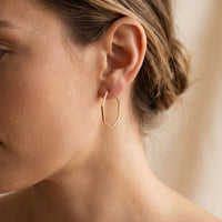 Gold Dipped Geometric Hexagon Hoop Earrings
